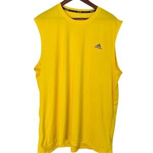 Vintage Y2K Adidas Climalite Bright Yellow Sleeveless Performance Crew Size 2XL